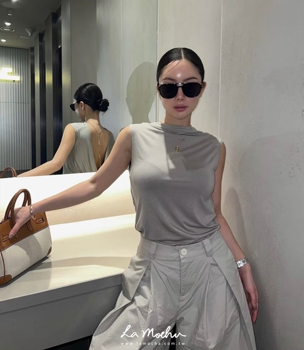 歐美感垂墜美背上衣
